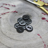 Glitter Buttons / 9mm + 15mm / Set of 6 / Black or Amarante