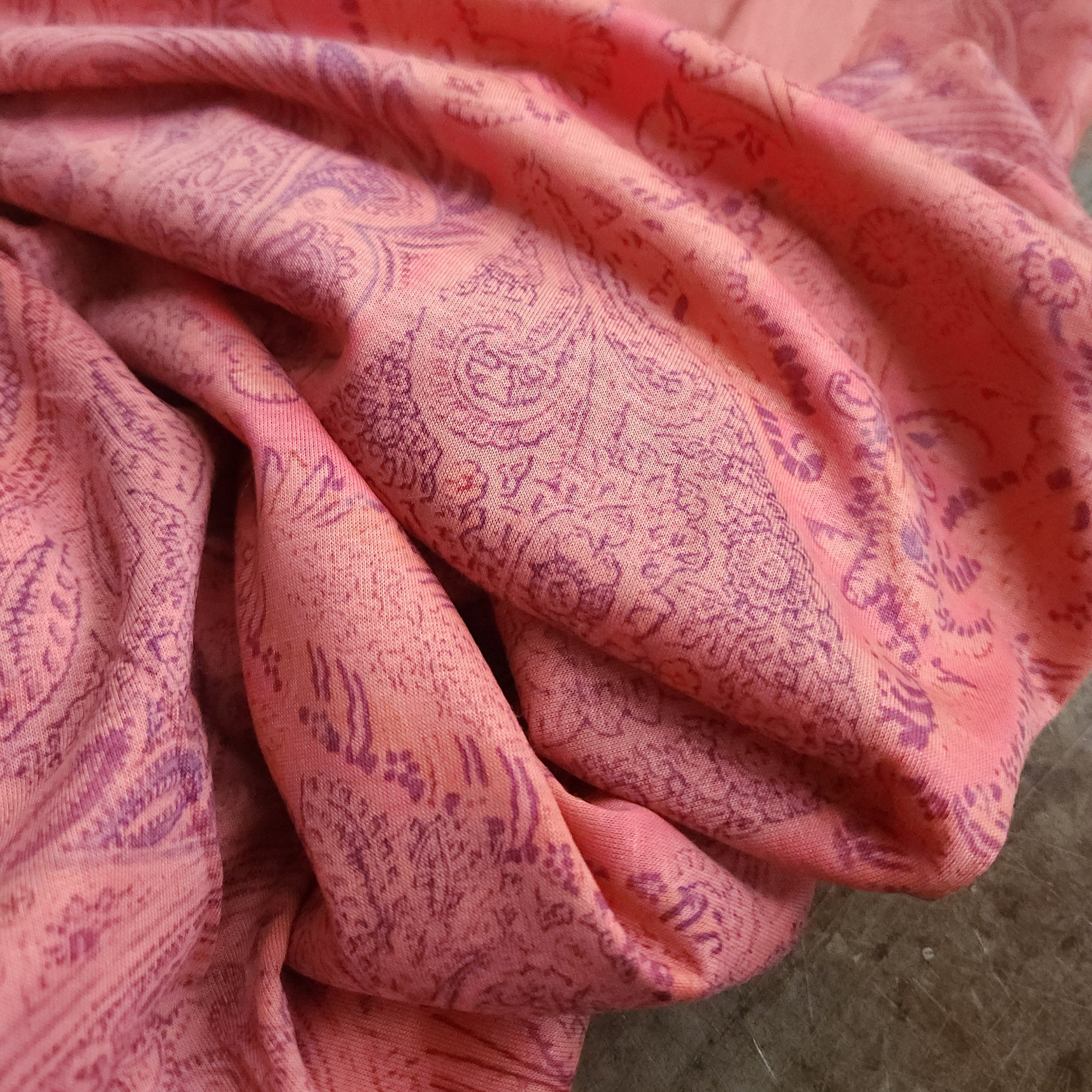 Jersey Knit Pink Paisley Garment Fabric Oak Fabrics