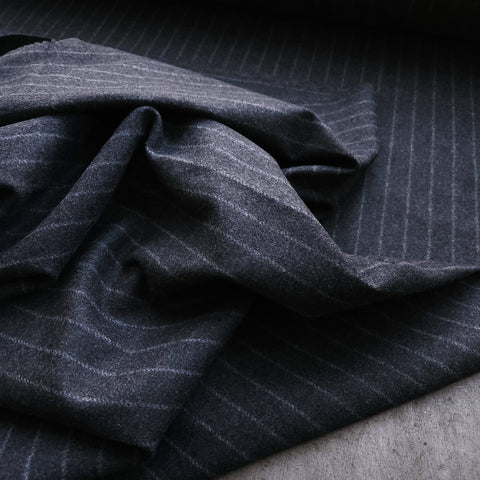 Wool Coating / Charcoal Pinstripe