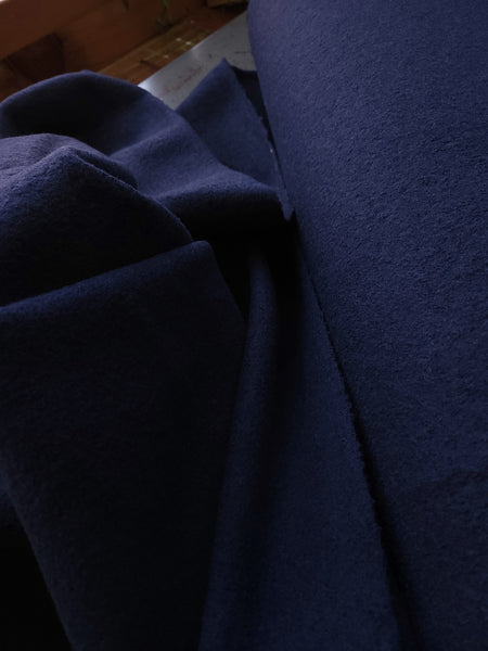 Navy Patterned Wool Boiled Wool / Classic Navy / Garment Fabric | Oak Fabrics