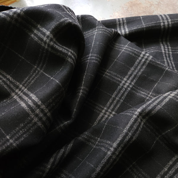 Wool Coating / Black Grey Plaid