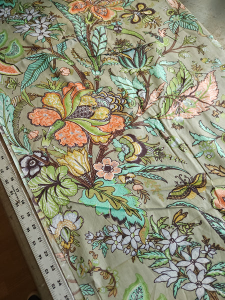 Indian Cotton / Screenprint / Sage Floral