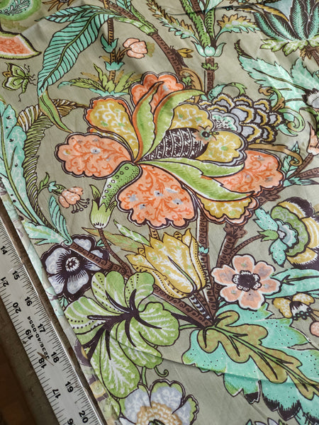 Indian Cotton / Screenprint / Sage Floral
