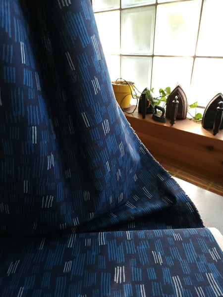 Cotton Flax Blend / Orchard Run / Lines Blue