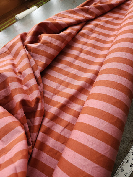 Organic Cotton Linen Stripe / Pink Blush