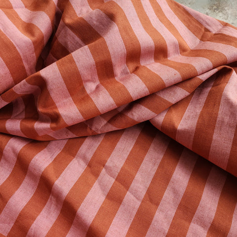 Organic Cotton Linen Stripe / Pink Blush