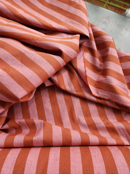 Organic Cotton Linen Stripe / Pink Blush
