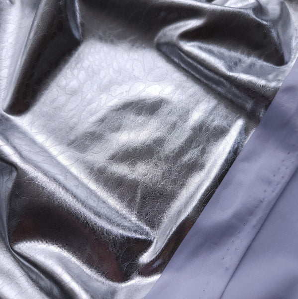 Metallic Poly Spandex / Silver Croc
