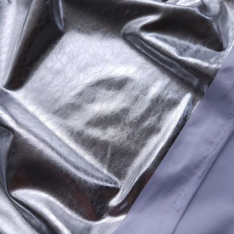 Metallic Poly Spandex / Silver Croc