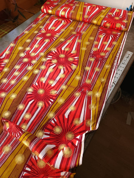 African Wax Print / Coral Metallic