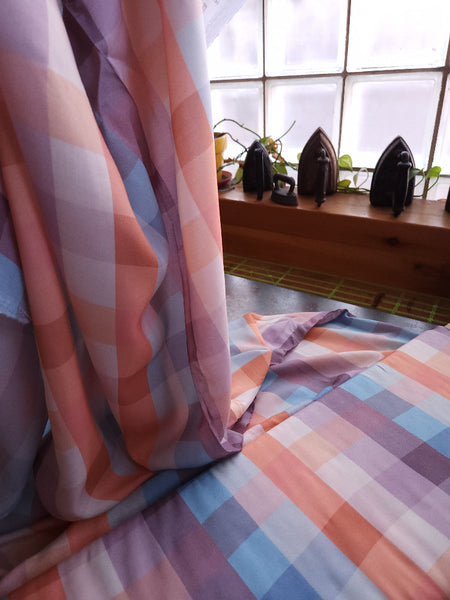 Rayon Challis / Color Block / Haze