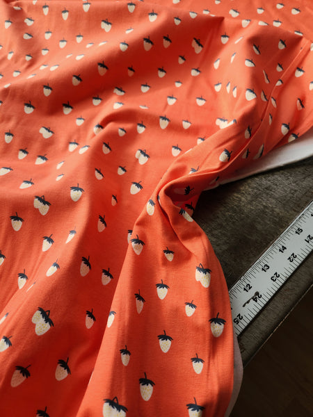 Jersey Knit / Berry Picking / Coral