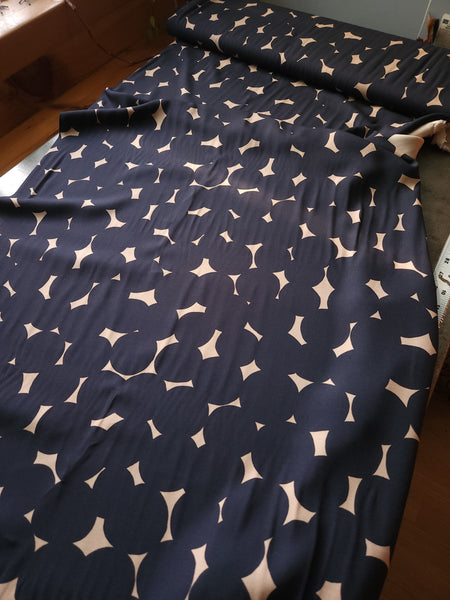 Viscose Challis / Dotty / Dark Navy