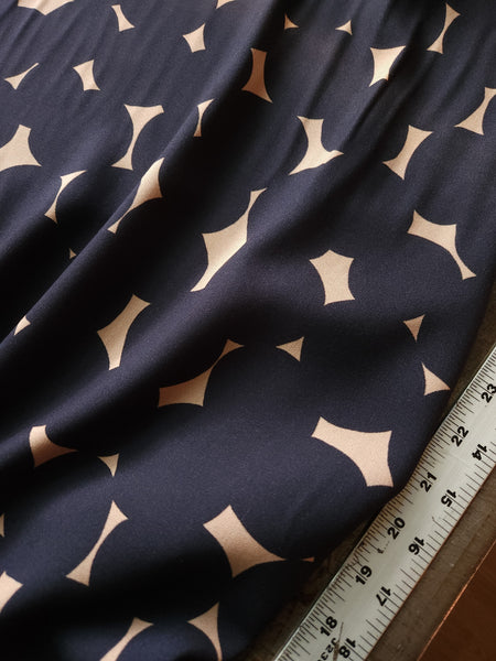 Viscose Challis / Dotty / Dark Navy