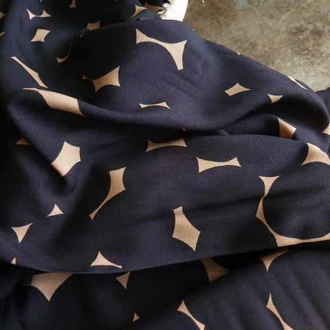 Viscose Challis / Dotty / Dark Navy
