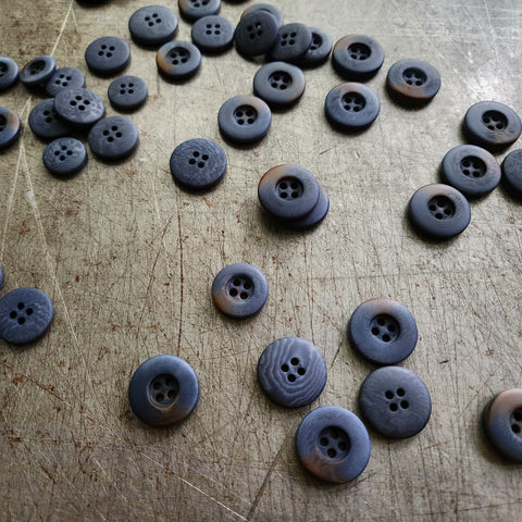 Denim Corozo Buttons / 15mm, 18mm or 20mm / Set of 6