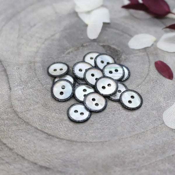 Glitz Buttons / 10mm / Set of 6 / Black