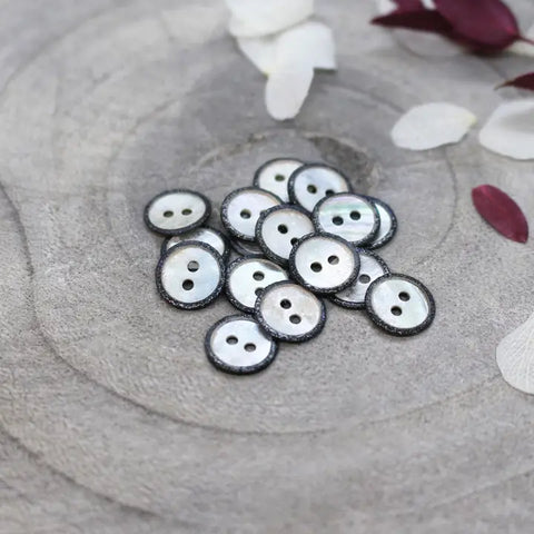 Glitz Buttons / 10mm / Set of 6 / Black
