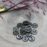 Glitter Buttons / 9mm + 15mm / Set of 6 / Black or Amarante