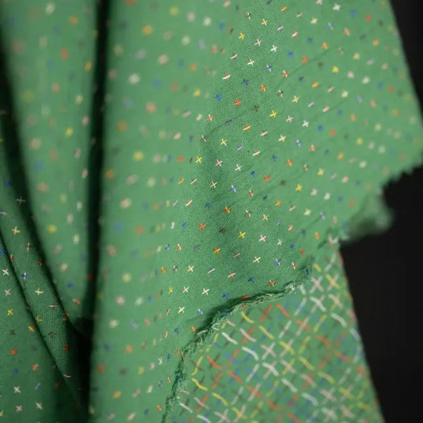 Indian Cotton / Green Bobbette Cross Stitch