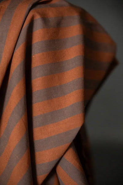 Organic Cotton Linen Stripe / Double Chocolate