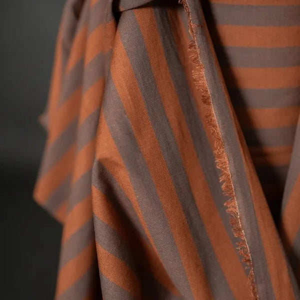 Organic Cotton Linen Stripe / Double Chocolate