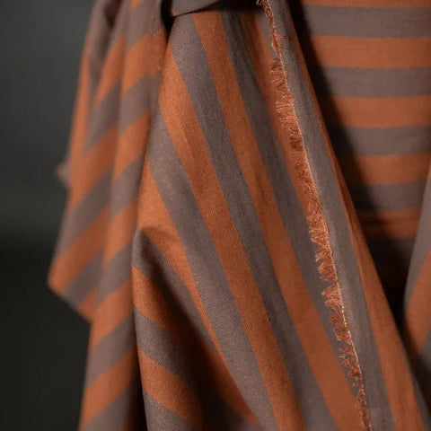 Organic Cotton Linen Stripe / Double Chocolate