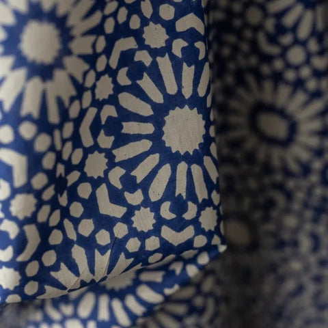Indian Cotton / Hand Block Print / Papercut Blue