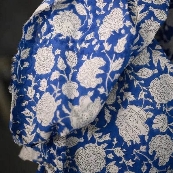 Indian Cotton / Hand Block Print / Posy Flower