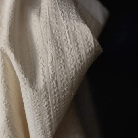 Organic Seersucker Stripe / Washed White