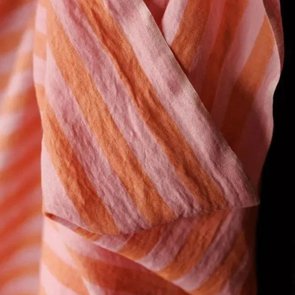 Mallow Cloth Laundered Linen / Mallow Stripe / Garment Fabric | Oak Fabrics