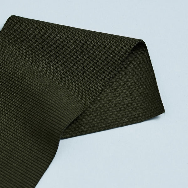 Organic Ribbing Pattern Organic Rib Knit / Olive Green | Oak Fabrics