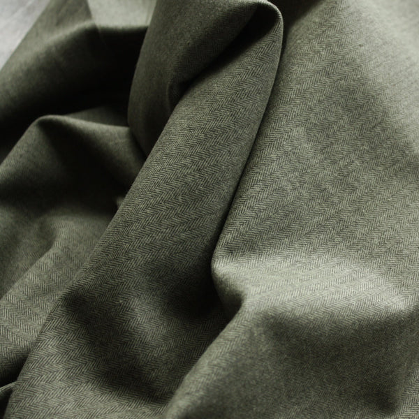 Yarn Dyed Flannel / Olive Herringbone