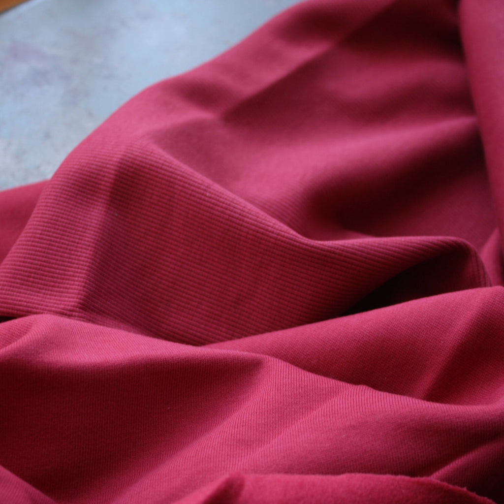 Organic Ribbing Pattern Organic Rib Knit / Dusty Red | Oak Fabrics