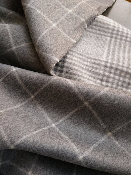 Reversible Wool Coating / Grey Plaid