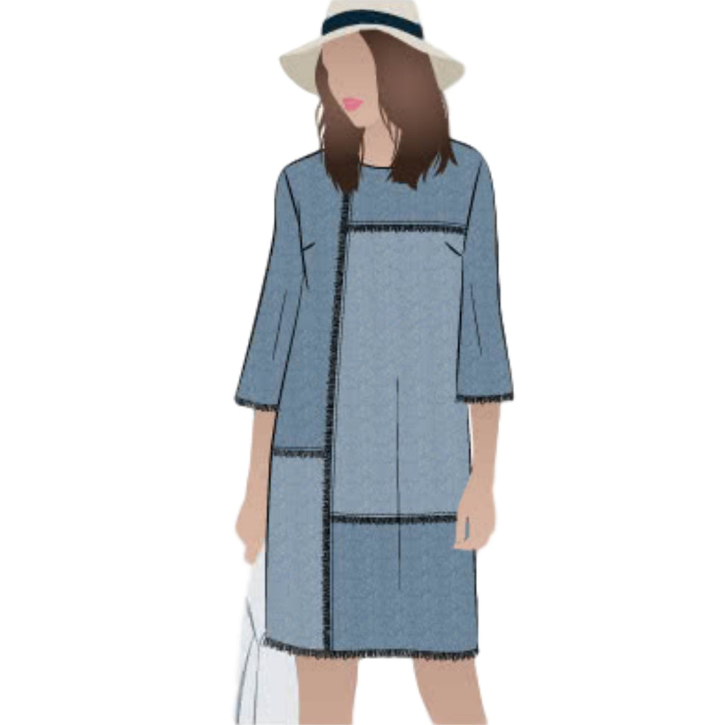 panel dress designs 66-8 Sleeveless Eight-panel dress with deep V-neckline