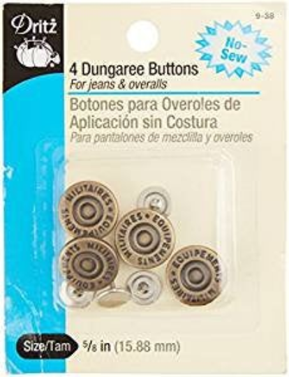 Dungaree Buttons / 4 Count / 4 Finishes