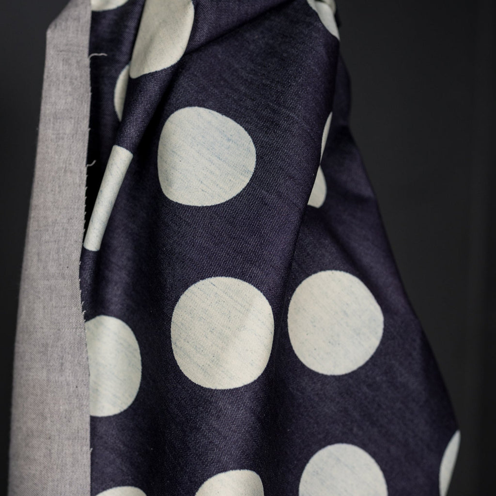 Multi-Coloured Spotted Dark Denim | Shop Denim Fabric