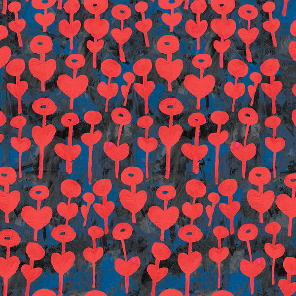 Rayon Challis / Love Flower / Cherry