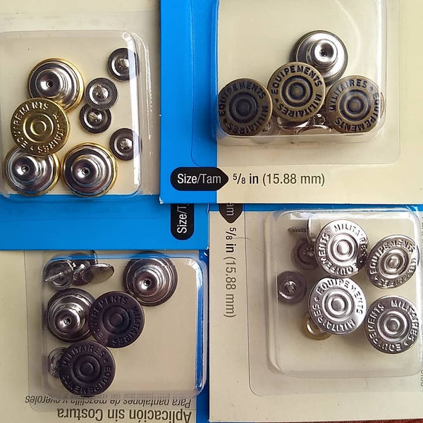 Dungaree Buttons / 4 Count / 4 Finishes